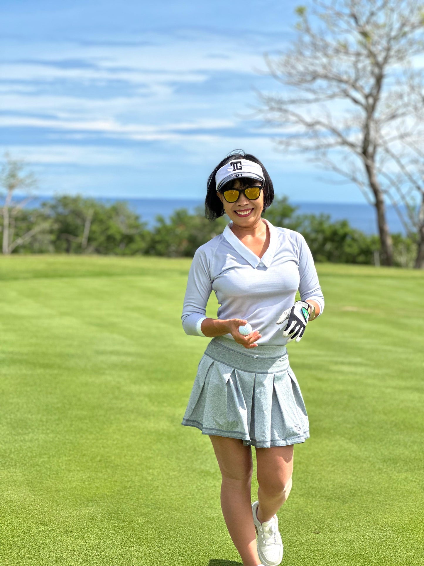 LS-085B || Skirt pewter grey with 2 straight cut front pocket and all around swing pleats