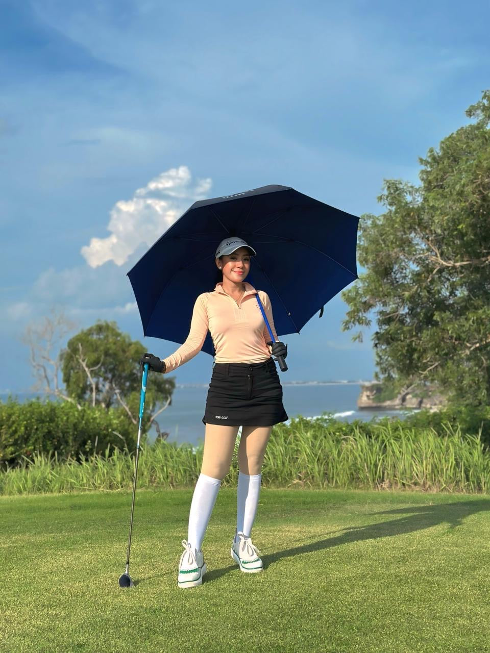 LT-099B || Ladies Top Long Sleeve Light Orange with Fine Orange and White Stripes Motif Pin Striped Neck Trim and Underarm Panels Mock Turtle Zipper Neck