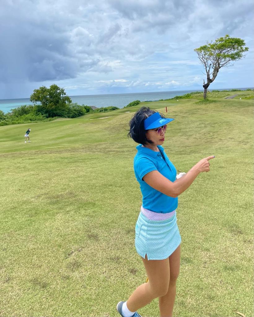 LT-102A || Ladies Top Short Sleeve Mid Ocean Blue With Broad Overlocked Horizontal Chest One Concealed Side Seam Pocket and Back Strips In Seld Colour