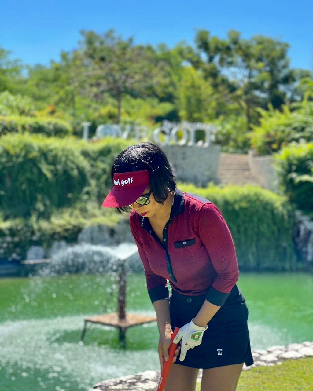 LT-090F || Ladies Top Maroon with Black Horizontal Dashed Stripes and Black Trim 3/4 Sleeves and Snap Pearl Buttons