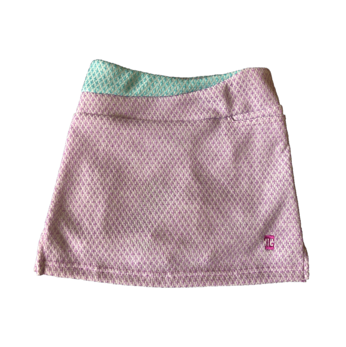 LS-062C || Skirt Light Purple Houndstooth Motif with Pale Blue Star Textured Fabric 1/2 Waist Band and One Front and 2 Rear Pockets