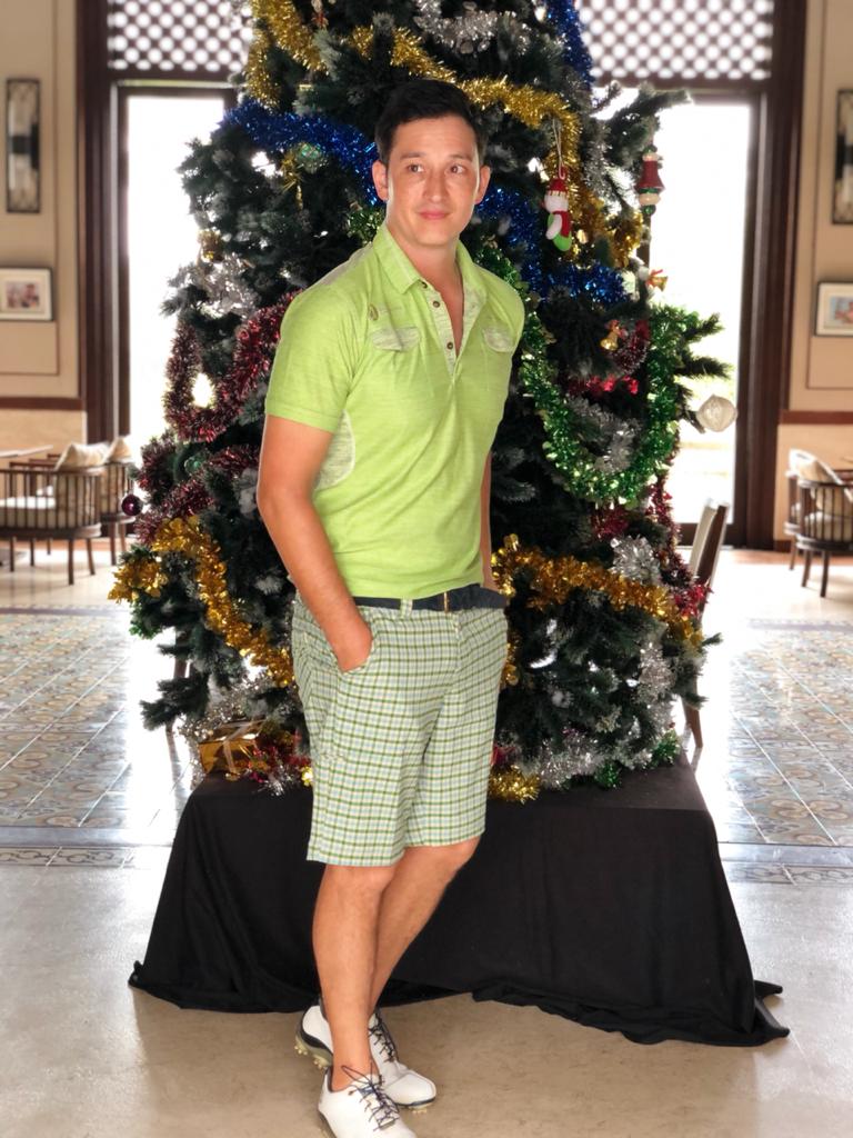 MT-022A || Men Top Apple Green Fine Horizontal Stripe Weave with 2 Pockets.