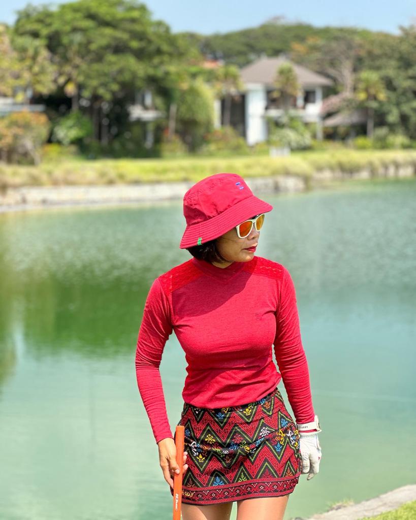 LT-100D || Ladies Top Dark Red with Red Faux Lace Side Panel & Shoulders Slash Rour With V Featured Collar / Panel Collar