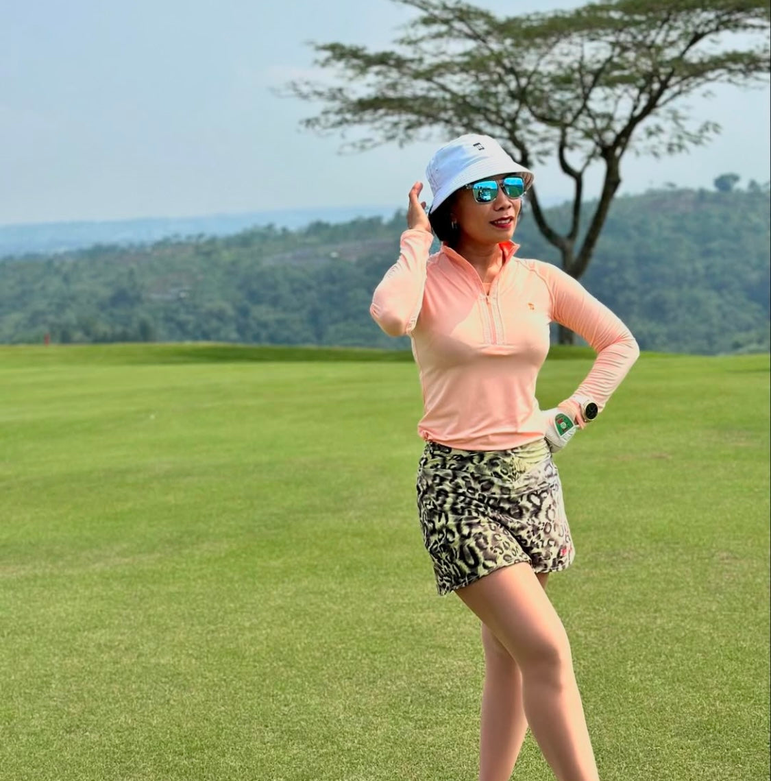 LS-087D || Skirt Yellow and White Gradation with Black Leopard Motif Piled Up Waist Style