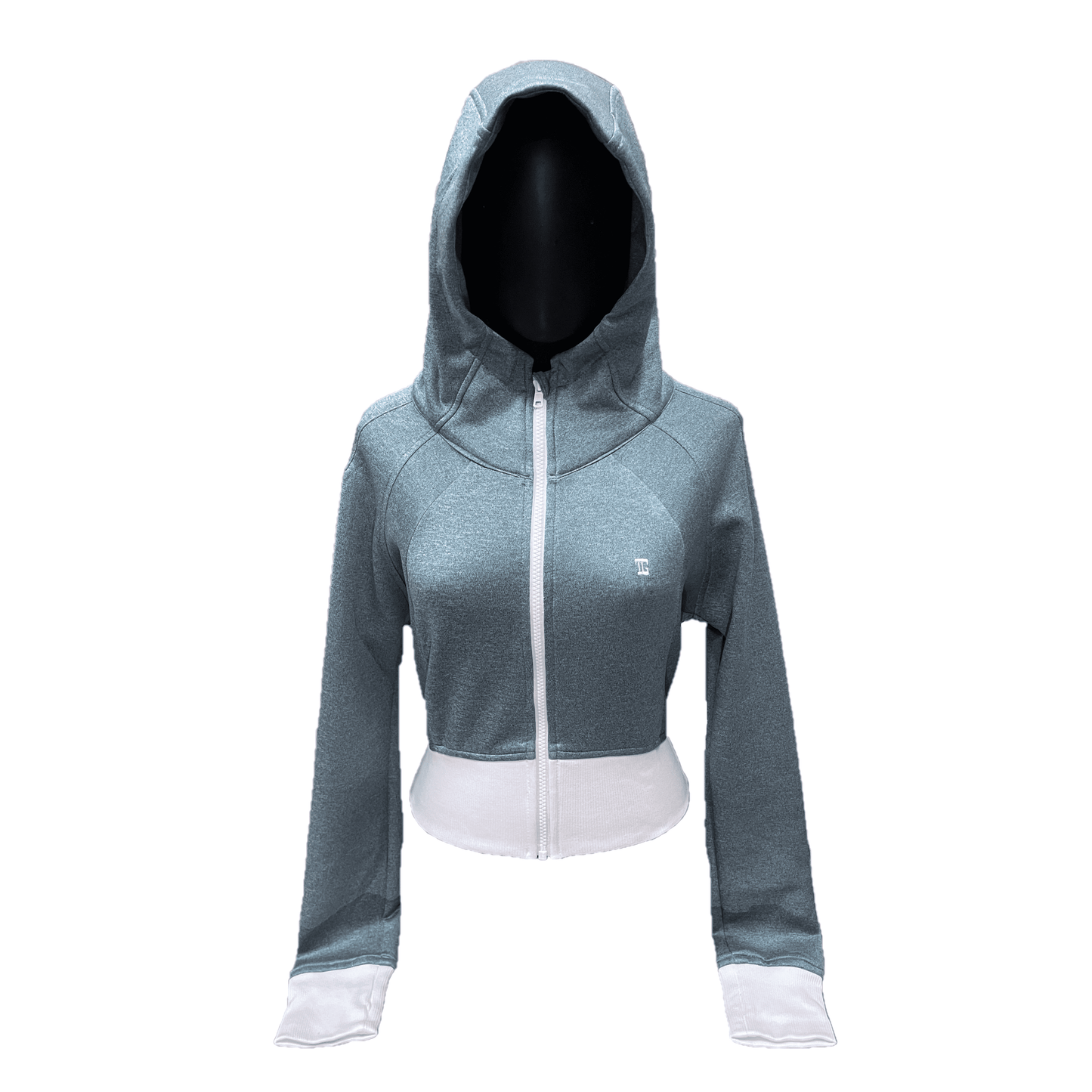 LGJ-001 || Two-Tone Green Jacket Full Zipper on The Front with a Combination Off White Ribbing on The Waist and Sleeve Ends with an Additional Hoodie