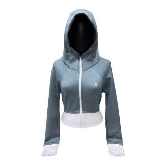 LGJ-001 || Two-Tone Green Jacket Full Zipper on The Front with a Combination Off White Ribbing on The Waist and Sleeve Ends with an Additional Hoodie