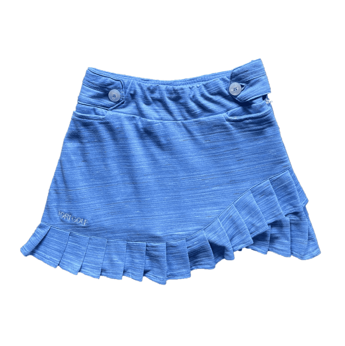 LS-079A || Skirt Blue with Contoured Pleated with Short Hem Pleats Two Side Button Waist Fastening with Zip Two Side and One Rear Pockets