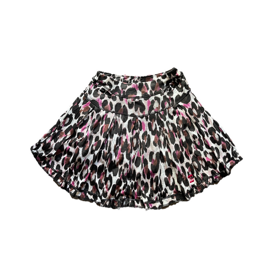 LS-085G || Skirt pink and black leopard motif and off white with 2 Stright cut front pocket and all-around swing pleats