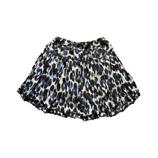 LS-085H || Skirt blue and black leopard motif and off white with 2 Stright cut front pocket and all-around swing pleats