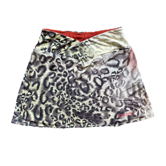 LS-087D || Skirt Yellow and White Gradation with Black Leopard Motif Piled Up Waist Style