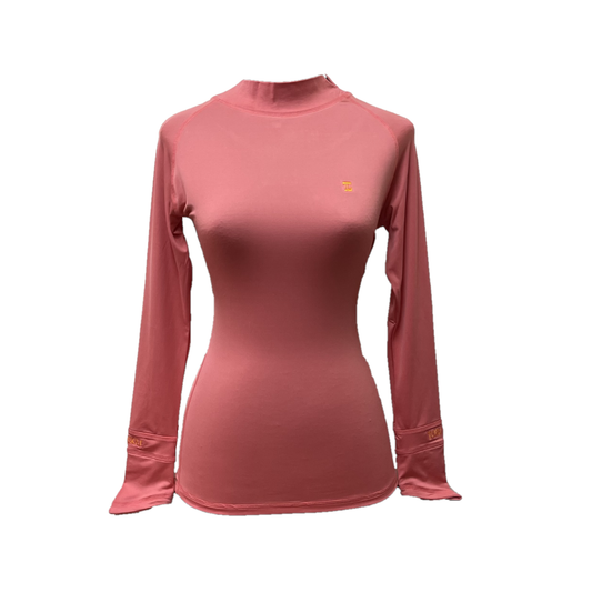 LT-117B || Ladies Top Long Sleeve Plain Salmon Pink Turtleneck Soft Feel