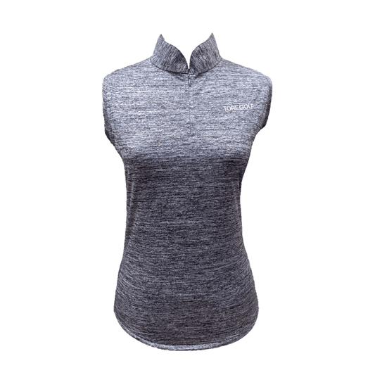 LT-127A || Ladies Top Grey Two-tone Black Sleeveless and V-Neck Fastened