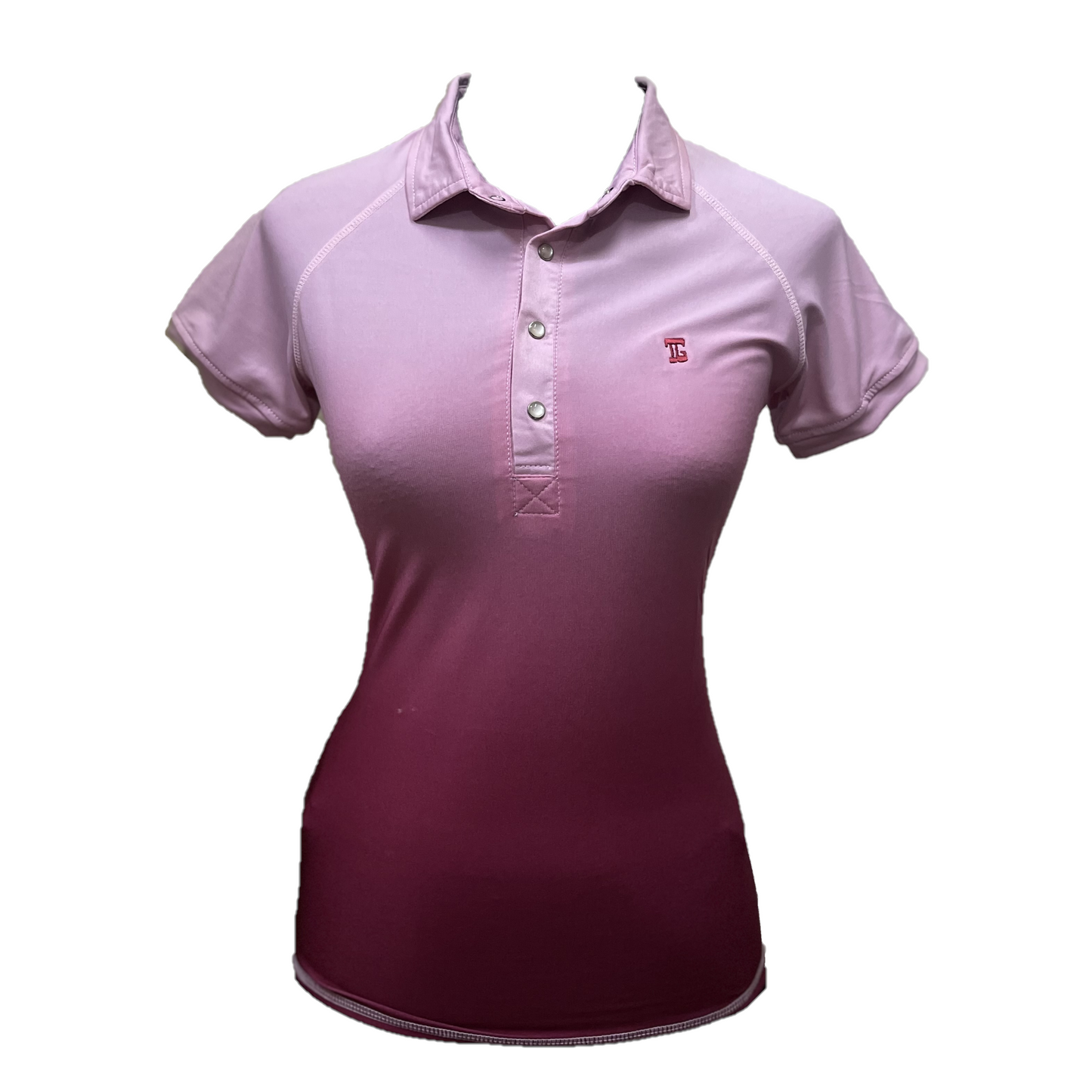 LT-138A || Ladies Top Short Sleeve Pink with Maroon Gradation Color and Snap Pearl Buttons
