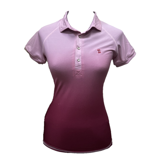 LT-138A || Ladies Top Short Sleeve Pink with Maroon Gradation Color and Snap Pearl Buttons