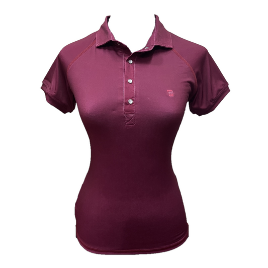 LT-138B || Ladies Top Short Sleeve Maroon and Snap Pearl Buttons