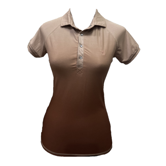 LT-138E || Ladies Top Short Sleeve Brown with Dark Brown Gradation Color and Snap Pearl Buttons