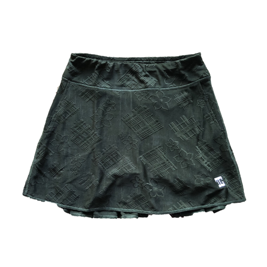 LS-042A || Skirt Swing Style Soft  Bottle Green  Embossed & Pleats