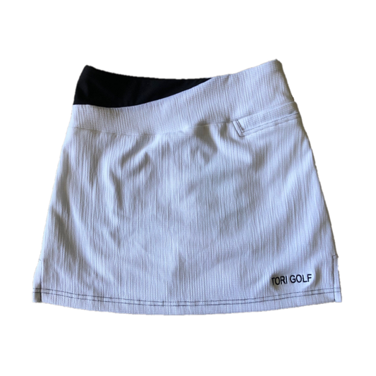 LS-062D || Skirt White Crocodile Texture with Black  Waist Flash and Front & Rear Pockets