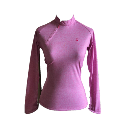 LT-069A || Ladies Top Dark with Angle Zip Turtle Neck Long Sleeve