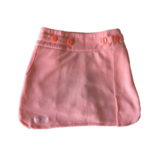 LS-070B || Skirt Peach Pink Textured Fabric Side Zipper with 4 Large Waist Decorative Buttons 2 Side Pockets and 2 Rear Button Flap Pockets