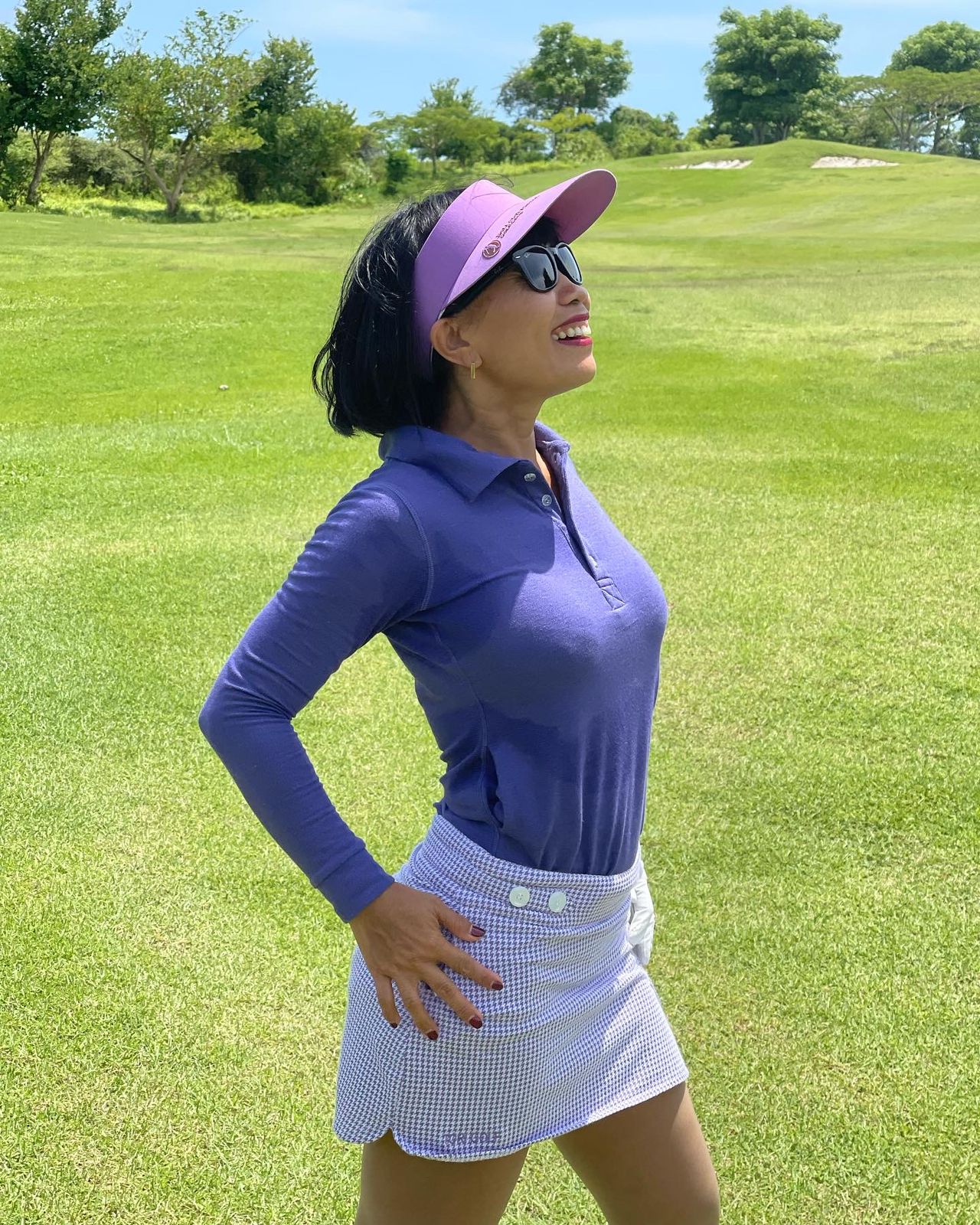 LT-103 || Ladies Top Sleeve Deep Purple Denim Look Cloth One Concealed Side Seam Pocket & Upper Back Vent