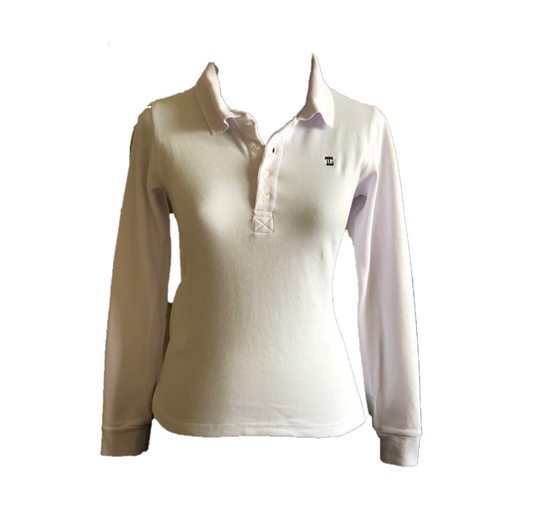 LT-103B || Ladies Top Long Sleeve White  Textured Cloth One Concealed Side Seam Pocket & Upper Back Vent