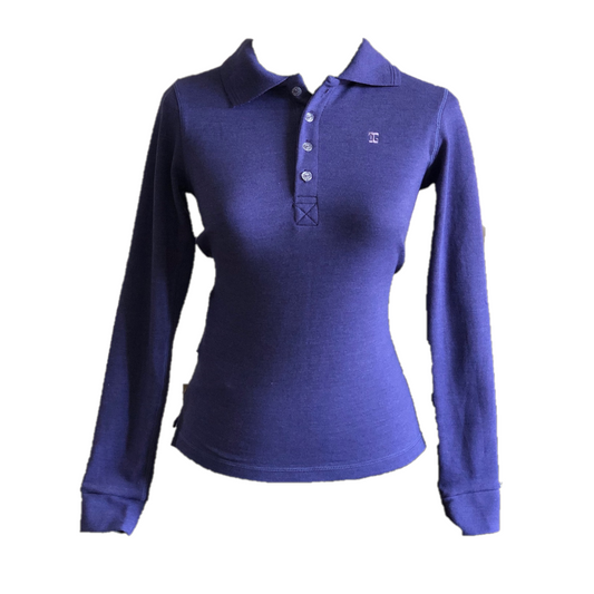 LT-103 || Ladies Top Sleeve Deep Purple Denim Look Cloth One Concealed Side Seam Pocket & Upper Back Vent