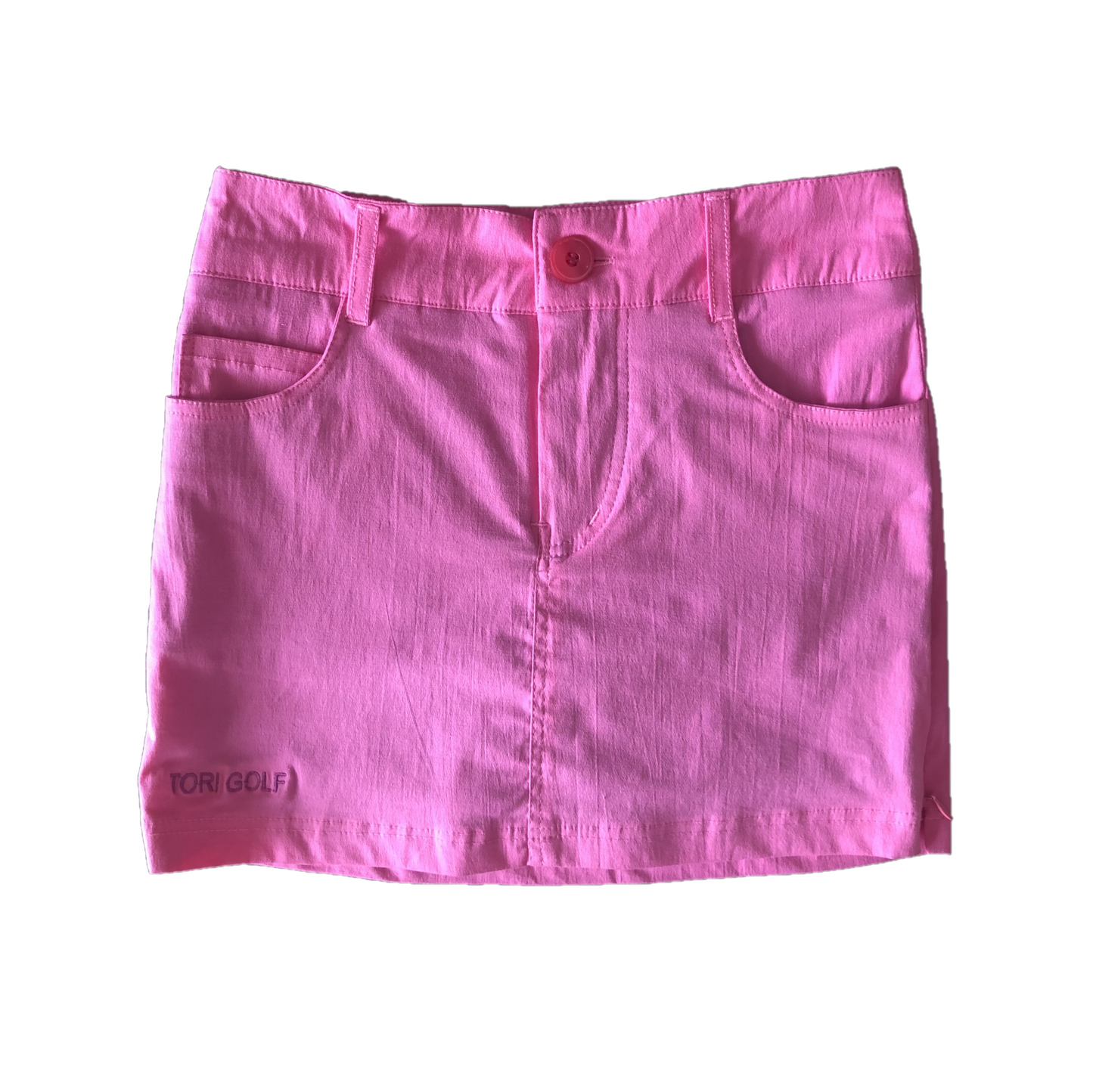 LS-021C || Skirt Pale Bright Pink With 2 Round Front Pockets 2 Rear Patch Front Zipper And 2 Zipped Side Vents.