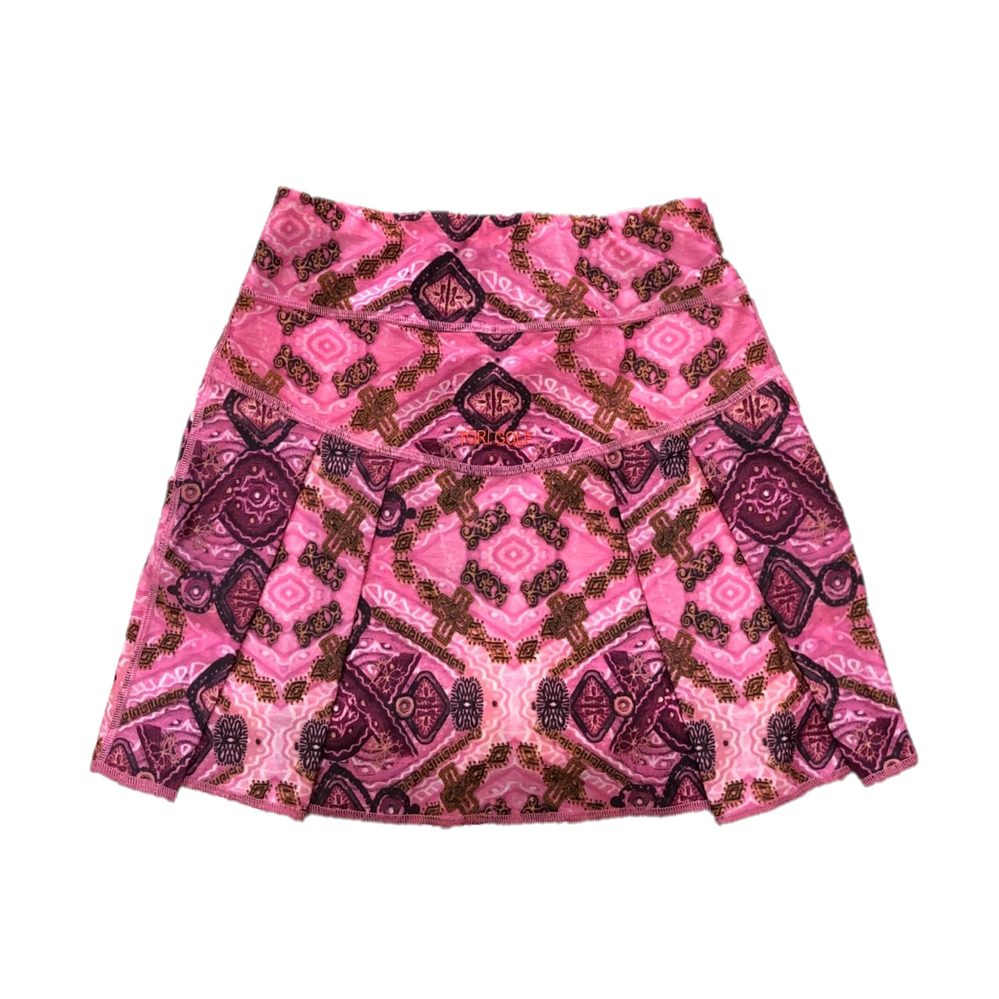 LS-037A || Ladies Skirt Pale Fawn Pink with Dark Brown Motif.