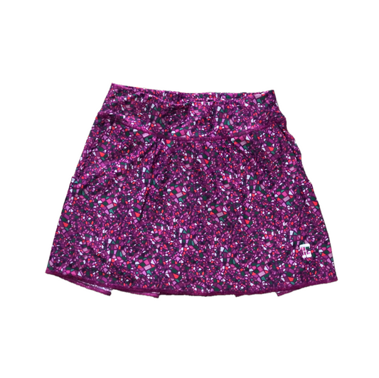 LS-043C || Skirt Purple with Green/White/Orange Stained Glass Motif 2 Rear Pleats