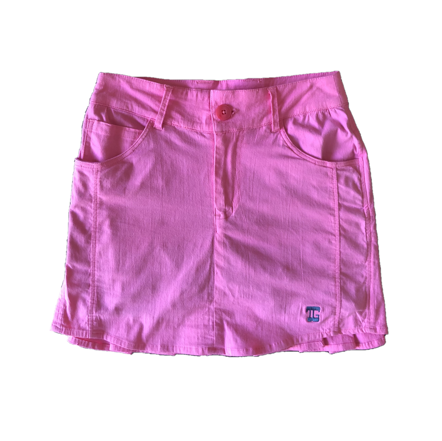 LS-044A || Ladies Skirt Pink  with 2 Stitchead Round Front Pocket & Pleated Rear Panel