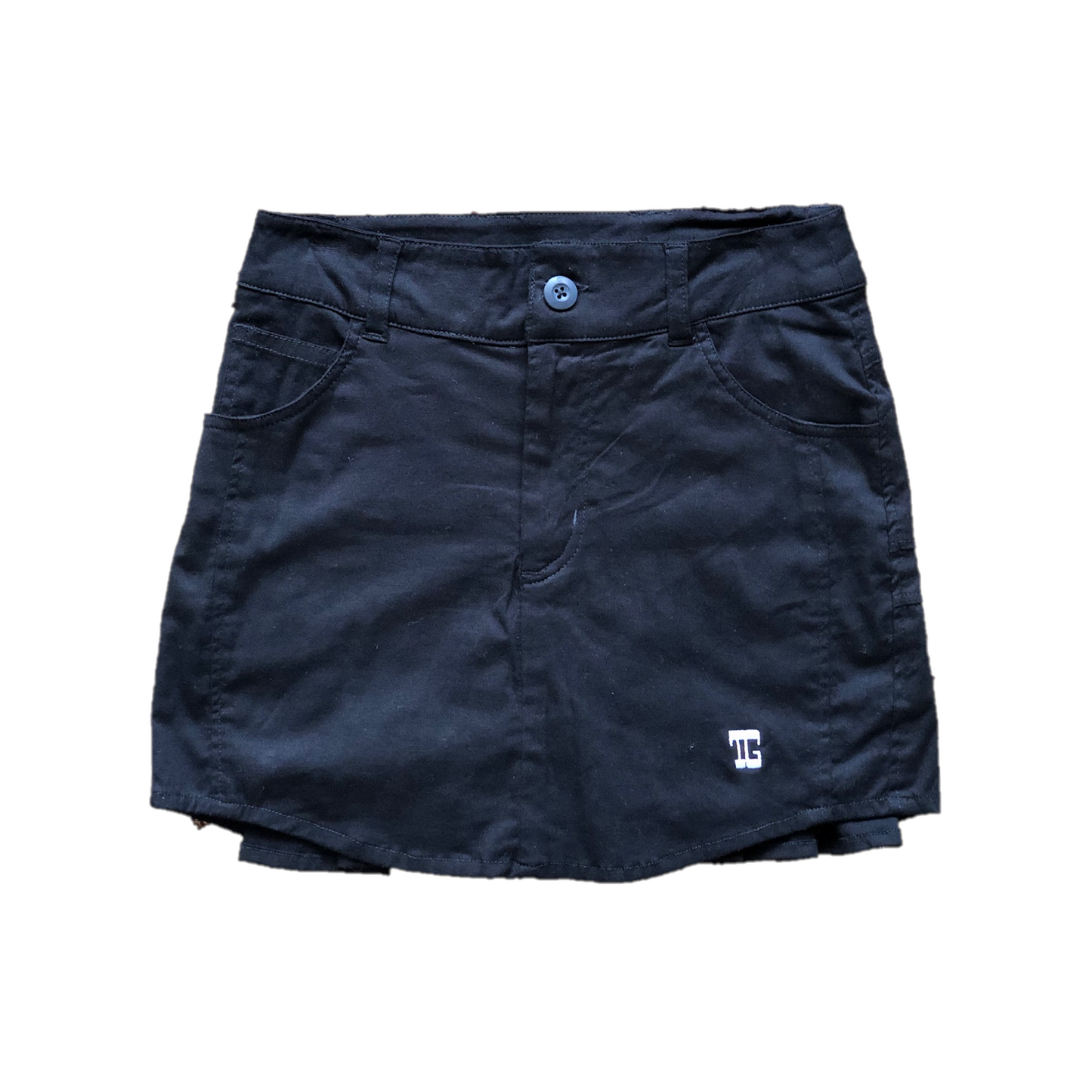 LS-044E || Ladies Skirt Navy with 2 Stitched Round Front Pocket and Pleated Rear Panel