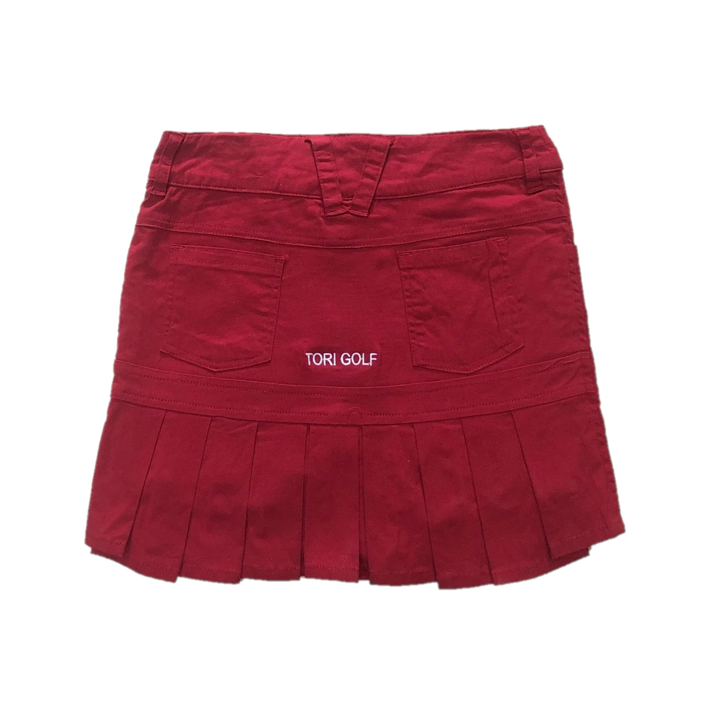 LS-044F || Skirt Maroon with 2 Stitched Round Front Pocket & Pleated Rear Panel