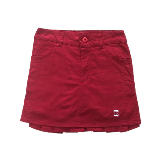 LS-044F || Skirt Maroon with 2 Stitched Round Front Pocket & Pleated Rear Panel