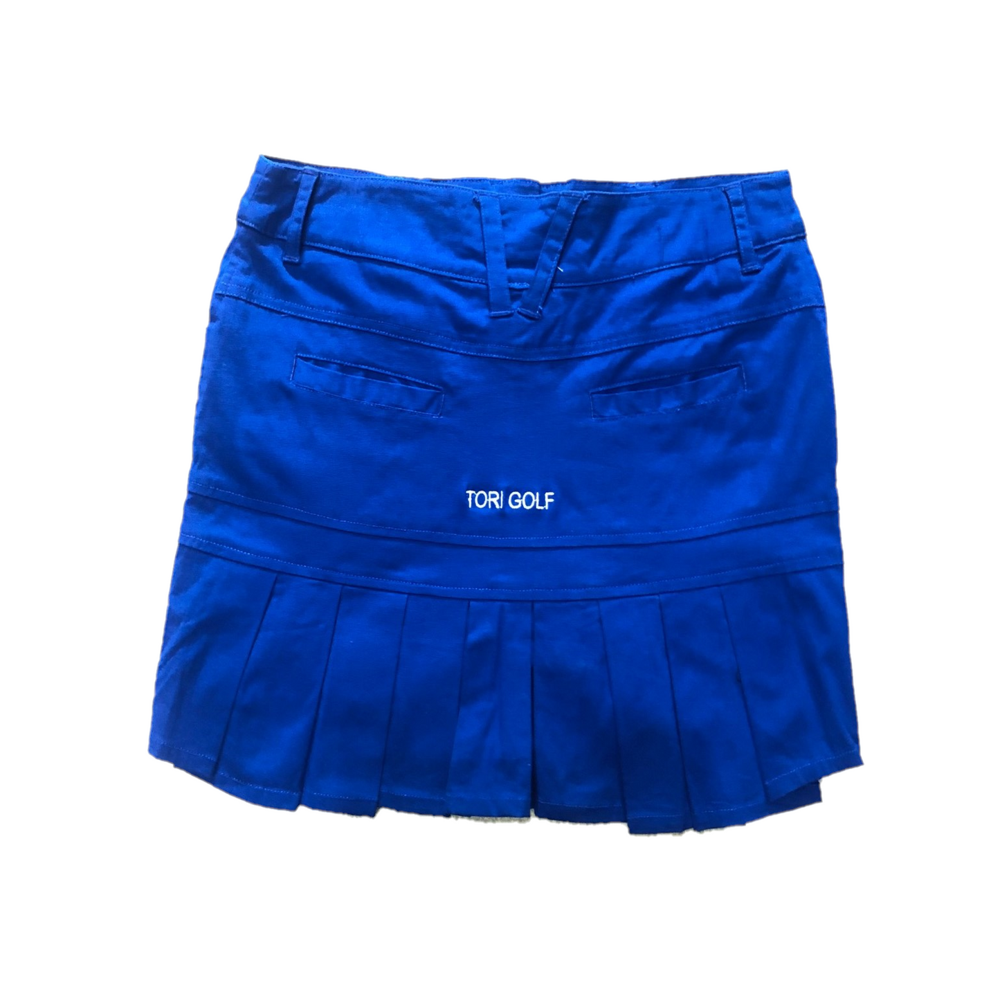 LS-044H || Skirt Royale Blue with 2 Stitched Round Front Pocket & Pleated Rear Panel