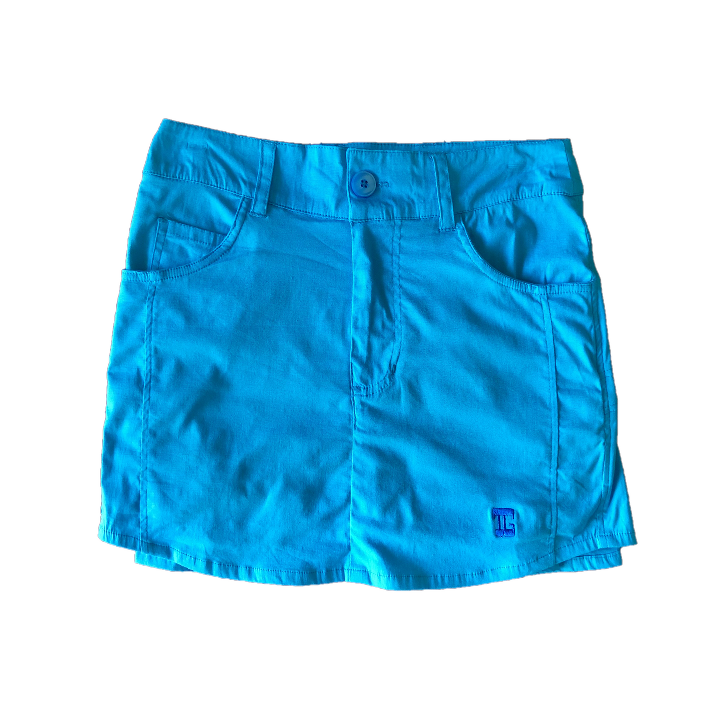 LS-044I || Skirt Turquoise with 2 Stitched Round Front Pocket & Pleated Rear Panel