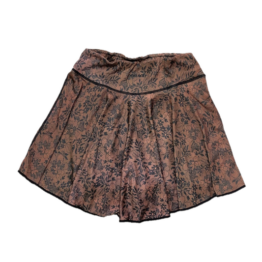 LS-060 || Ladies Skirt Brown with Black Leaf Flower Motif Batik Print.