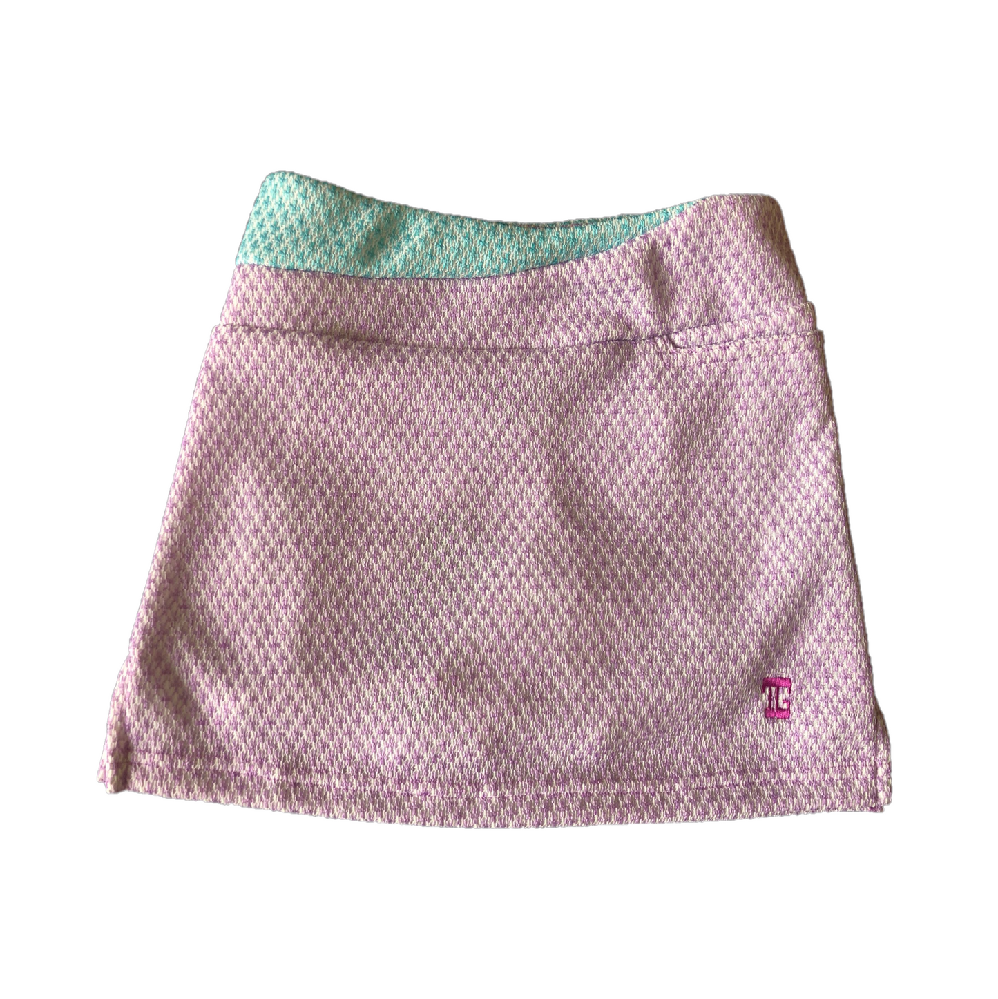 LS-062C || Skirt  Light Purple Houndstooth Motif with  Pale Blue Star Textured Fabric  1/2 Waist Band and  One Front and 2 Rear Pockets