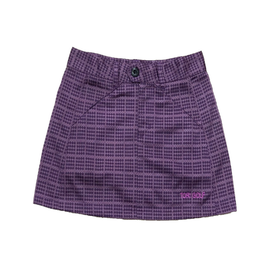 LS-069C || Skirt Purple with Dark Purple  Dots Arranged in Squares 2 Front Slant Pockets and 2 Rear Pockets Top Button Zippered Front