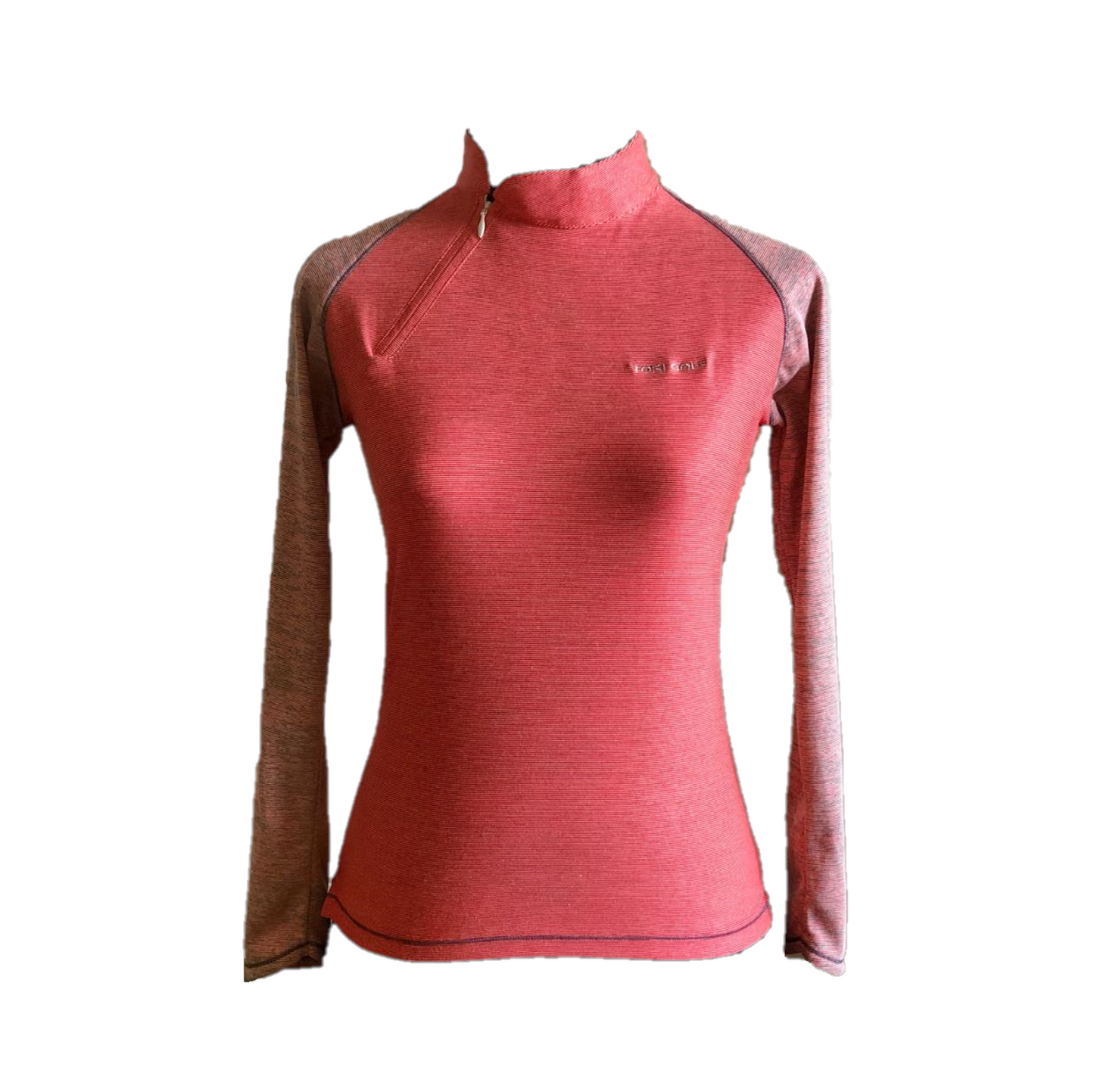 LT-069D || Ladies Top LT Orange w Angle Zip Turtle Leck L Sleeve