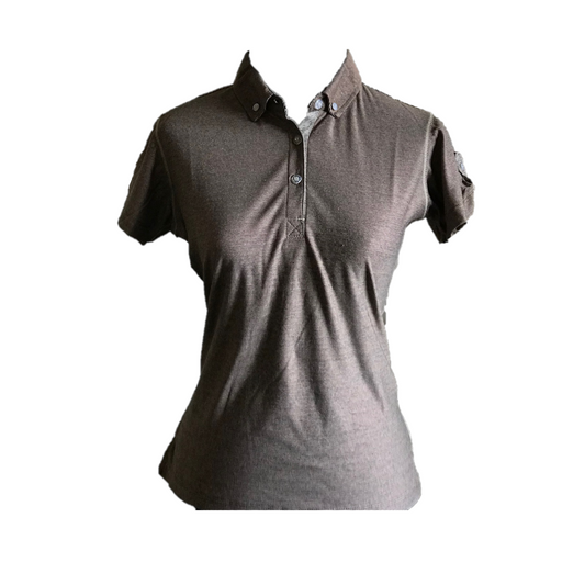 LT-070A || Ladies Top Dark Brown Fine Horizontal Stripe Weave