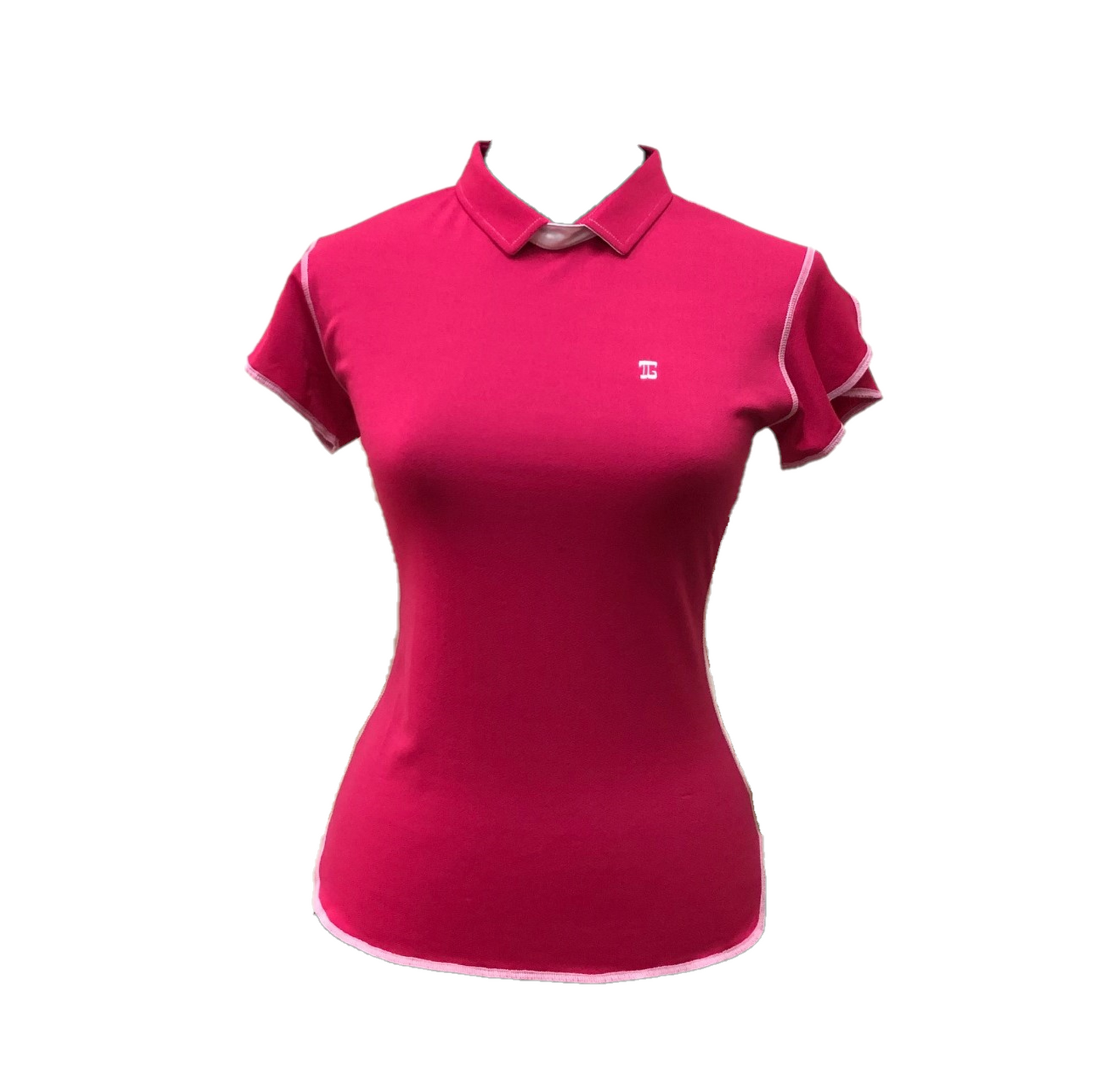 LT-082F || Ladies Top Dark Pink with White Breathable Side Panels and White Overlock