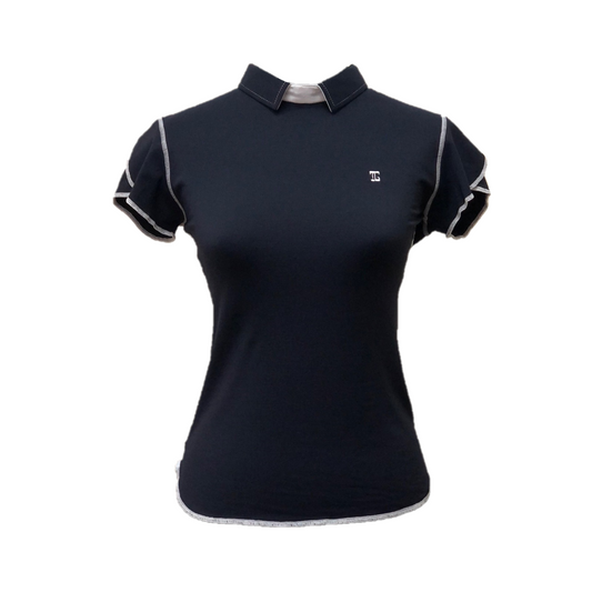 LT-082G || Ladies Top Navy with White Breathable Side Panels and White Overlocked