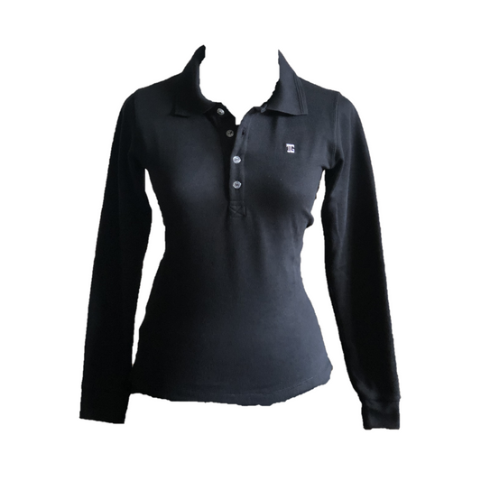 LT-103A || Ladies Top Long Sleeve Black Textured Cloth One Concealed Side Same Pocket and Upper Back Vent.