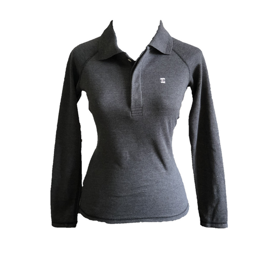 LT-104A || Ladies Top Raglan Sleeve Charcoal Grey One Concealed Side Same Pocket and Concealed Button Collar