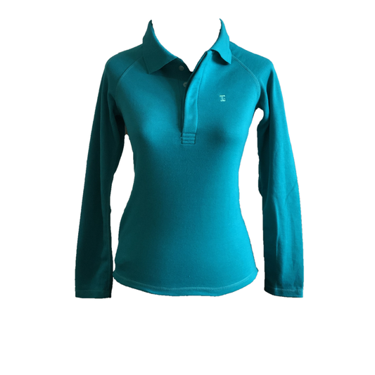 LT-104 || Ladies Top Long Raglan Sleeve With Green One Concealed Side Same Pocket and Conseald Button Collar