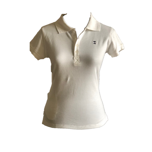 LT-105 || Ladies Top Off White Short Sleeve Texture Cloth One Concealed  Side Same Pocket Veatured Overlock Shoulder V Saddle