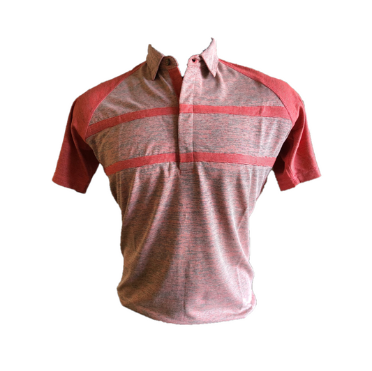 MT-020A || Men Top Light Orange with Dark Orange Horizontal Chest Stripes.