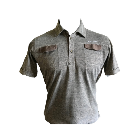 MT-022 || Men Top Dark Brown Fine Horizontal Stripe Weave With 2 Pockets.