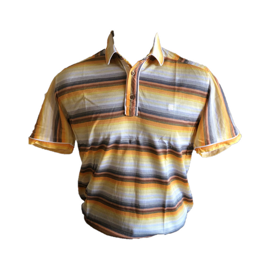 MT-028B || Men Top Yellow And Grey Stripes Combination.